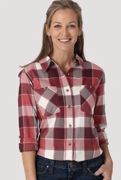 Women's Wrangler Riggs Flannel Button Down Shirt #112317246