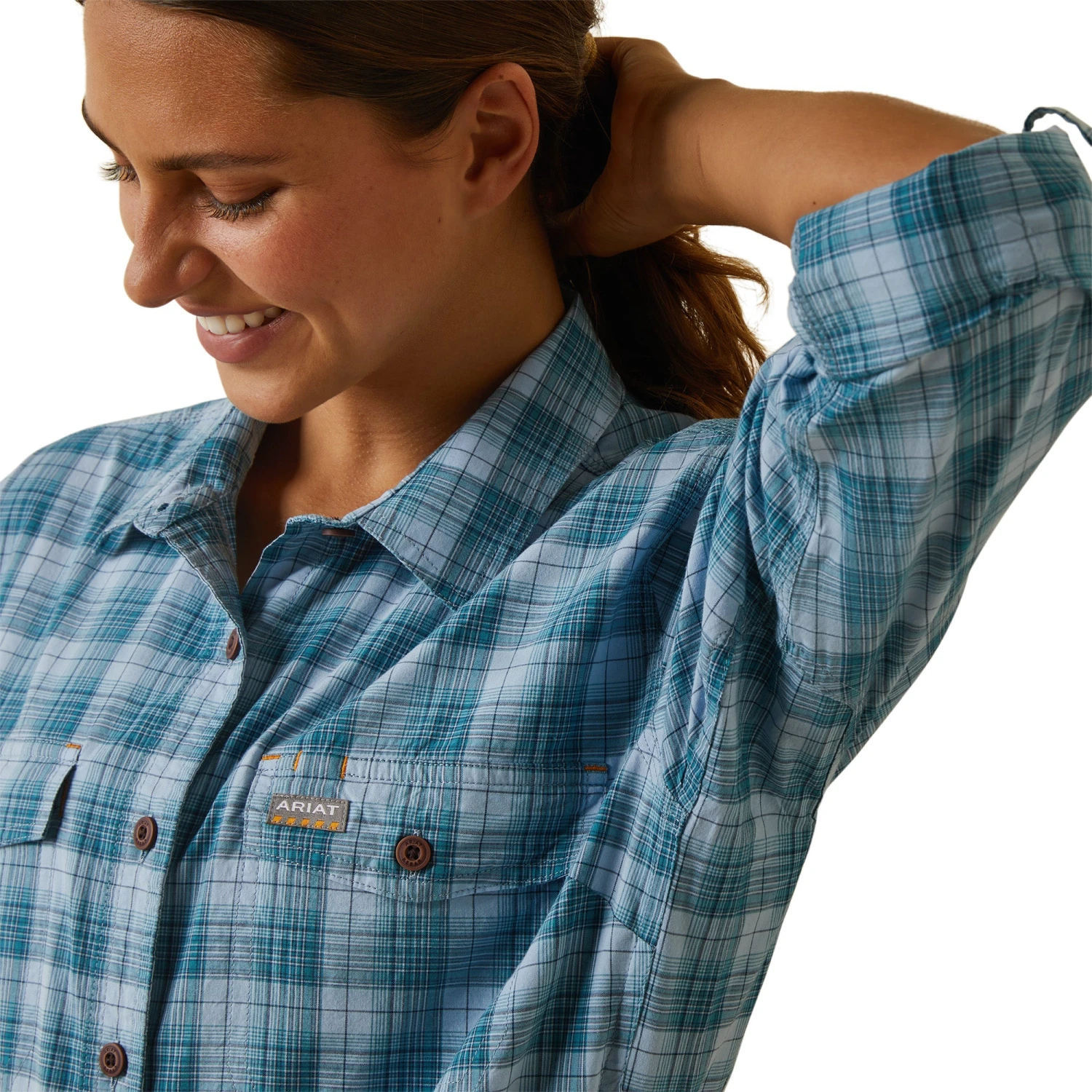 Women's Ariat Rebar Made Tough DuraStretch Button Down Work Shirt #10044347 - Image 4